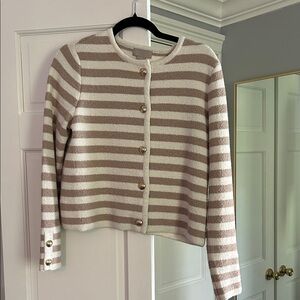 H&M Cream and Taupe Striped Button-Front Cardigan